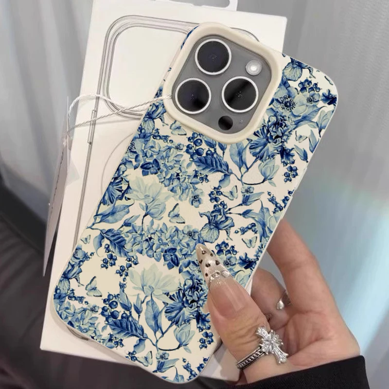 Blue And White Porcelain Flower Design Phone Case For iPhone 17 Pro 16 15 14 Plus 13 12 11 Pro Max 16E 17Air X XR XS Max Cover 2