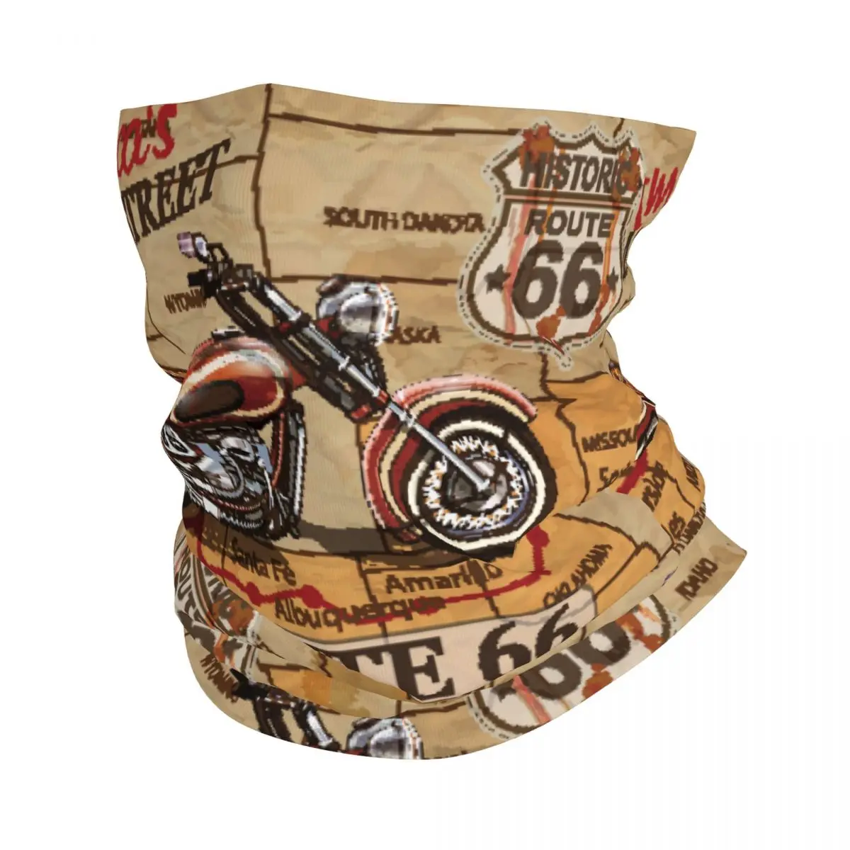 

Retro Route 66 Motorcycle Bandana Neck Gaiter Printed Cool Style Balaclavas Wrap Scarf Multi-use Headwear Fishing Adult Winter