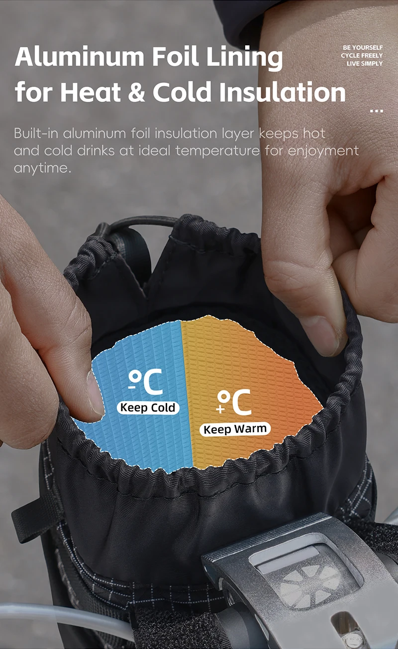 WEST BIKING Isolierte Wasserflaschentasche Schnellverschluss-Fahrradtasche mit Netztasche für Rennrad, Cityrad, Faltrad, Fahrradzubehör – Detail 7