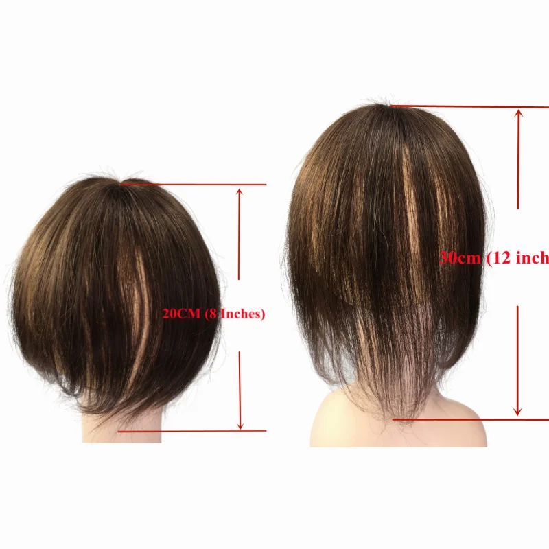 10x11cm Human Hair Toppers For Women Clips In Hairpiece With Bangs for Mild Thinning Hair Cover Grey Dark Brown human hair toppers