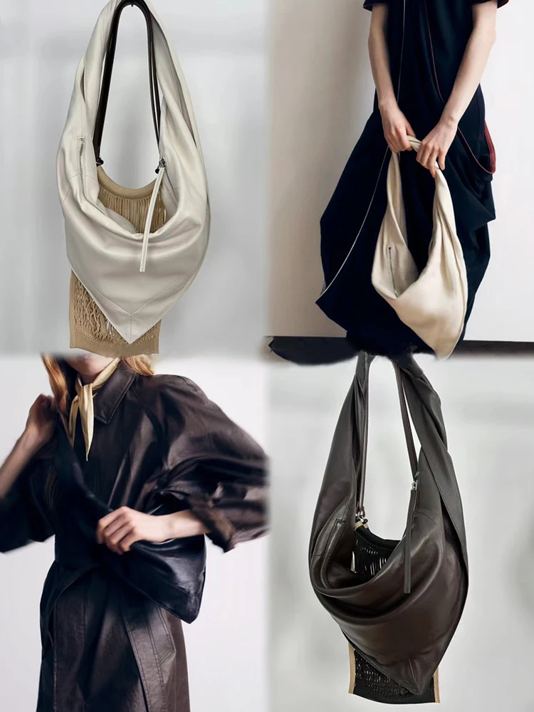 Trendy Casual Crossbody Bag Pure Color sheepskin Leather Women's Handbag Retro Single Shoulder Bag Popular Style Hot Sale