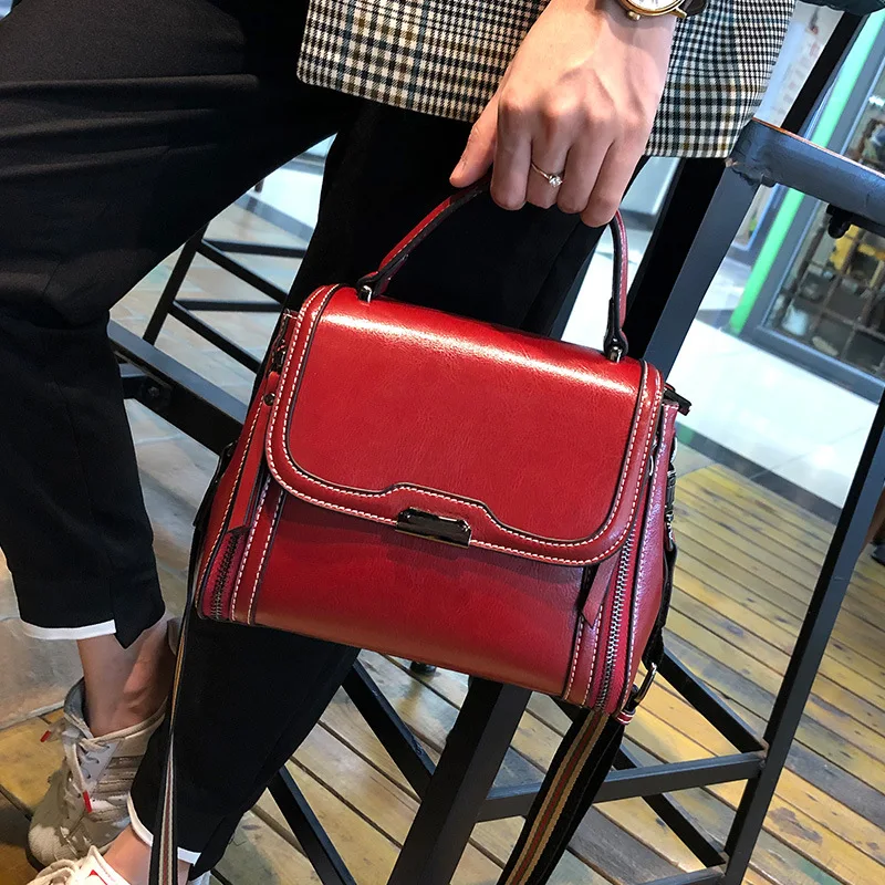 Oil Wax Cowhide Leather Women's Handbag 2024 New Crossbody Bag Lady Commuter Summer Bag Handbill Shoulder Messenger Bags 3