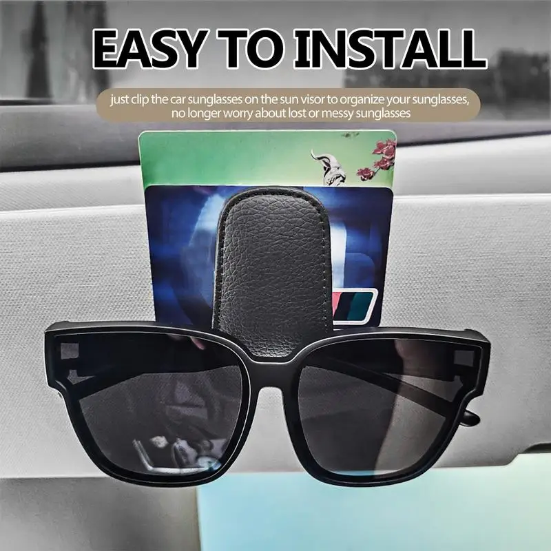 

Leather Glasses Holder Magnetic Universal Car Auto Sun Visor Eyeglass Hanger Clip Multi-Function Automobile Accessories Storage