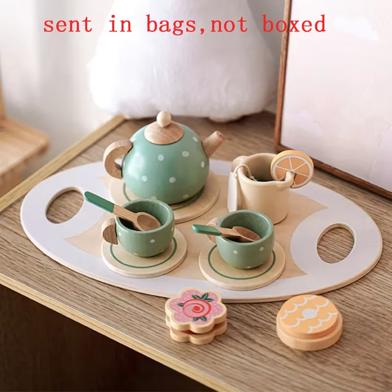 Wooden Afternoon Tea Set Toy Kitchen Accessories Tea Party Food Play Early Educational Toys for Toddlers Girls Boys Kids Gifts 5