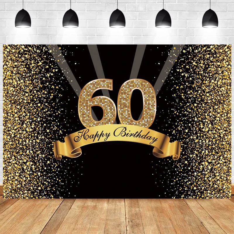 Oro nero 60th Photo fondale donna uomo festa di buon compleanno 60 anni  fotografia sfondo Banner decorazione Prop