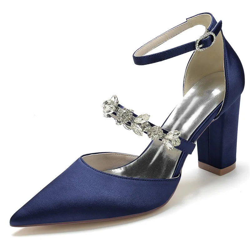 Blue Lace Wedding Shoes with Chunky Heel – Custom Wedding Shoes by A Bidda  Bling