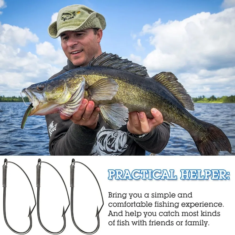 20pcs New Weedless Barbed Wacky Rig Hook High Carbon Steel Fishhooks Fishing Hook with Box Single Hook Fly Hook