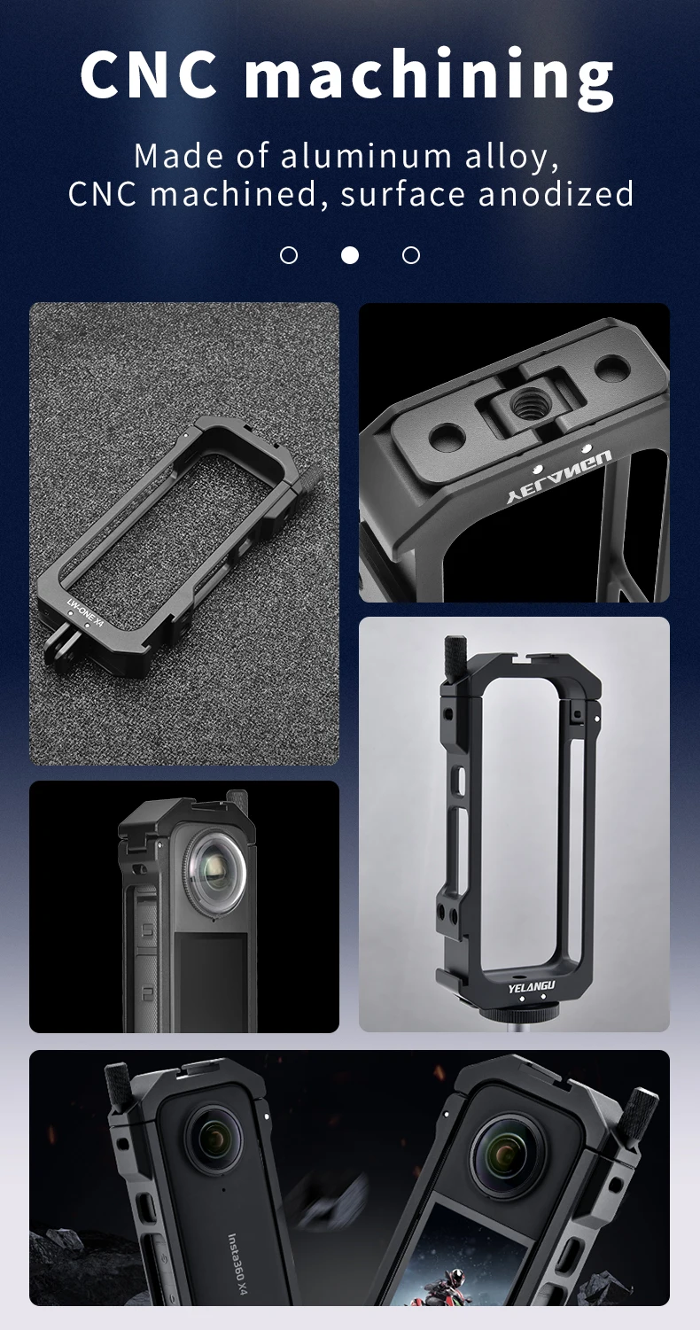 Yelangu metalls chutz käfig für insta360 x4 action kamera zubehör mit kalter schuh halterung und objektivs chutz hülle – Detail 13
