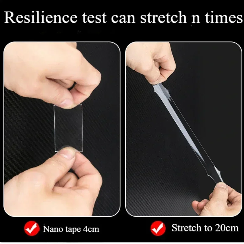 1PC 새로운 Nano Tracsless 양면 테이프 2cm * 1m 투명 재사용 가능한 지속 방수 내열성 접착제 청소 가능한 자동차