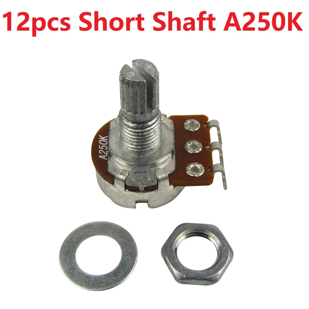 FLEOR 12PCS 18-spline Mini Potentiometer Gitarre Töpfe 500K/250K Lange/Kurz Welle Wählen E-gitarre Teile – Detail 6