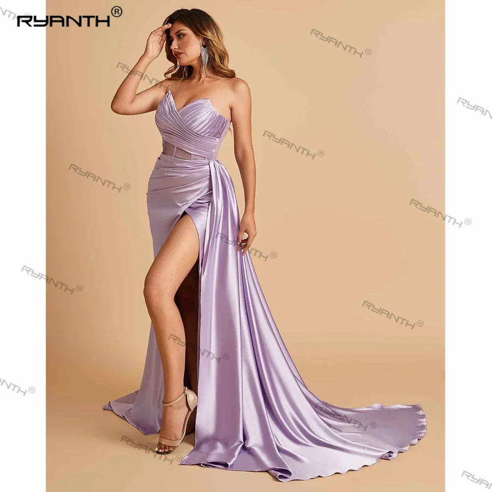 

Ryanth V-Neck Mermaid Evening Dress for Women Side Slit Prom Dress 2024 Simple Sleeveless Celebrity Dress Women vestidos de gala