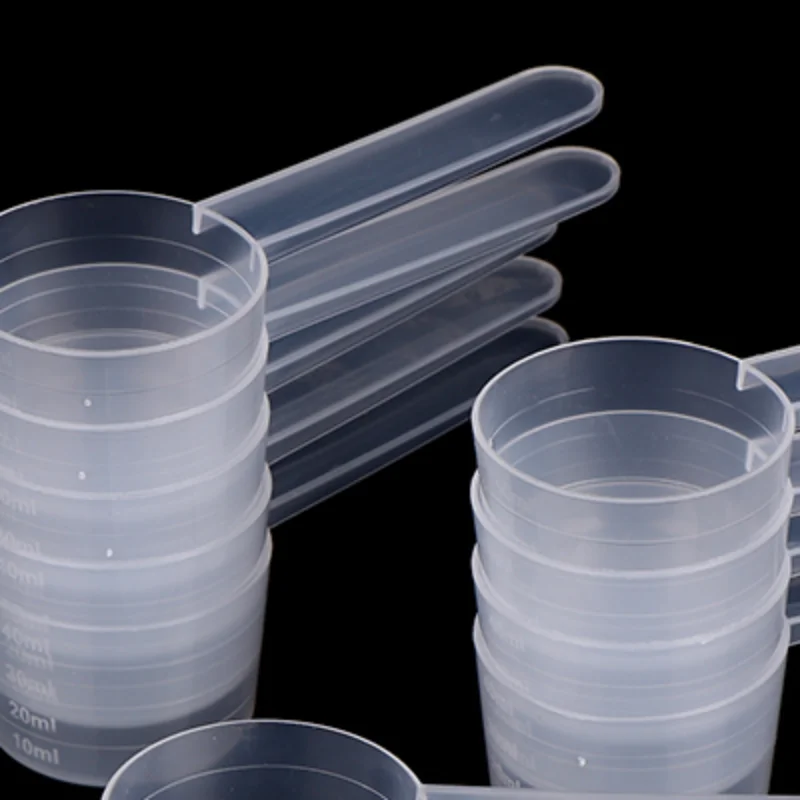 10Pcs 40ML 20g Flat Bottom Graduated Measuring Spoon With Scale Transparent Plastic Kitchen Baking Measuring Spoon Tableware