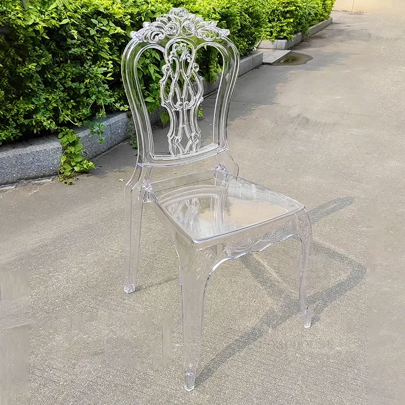 Light Luxury Bedroom Wedding Chair Outdoor Acrylic Transparent Rose Dining Chair Hotel Furniture Banquet Hallway Leisure H