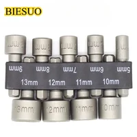 BIESUO 9pcs/set 5mm-13mm Hex Socket Sleeve Nozzles Magnetic Nut Driver Set Drill Bit Adapter Hex Power Tools 1