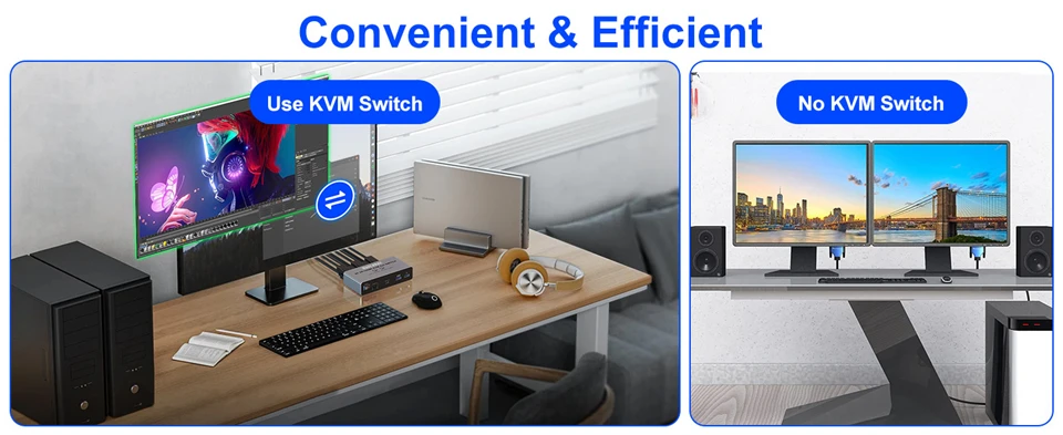 4K 240Hz 2x2 HDMI DP KVM Switch Dual Monitor Extended Display USB KVM Switcher 2