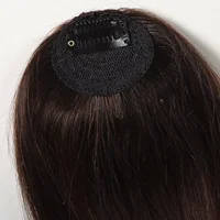 Frange en cheveux humains 100% naturels, brun naturel, effet effilé, à clipser, avec mèches latérales, postiche pour femme, frange aérienne à clipser, 4,5 pouces 5