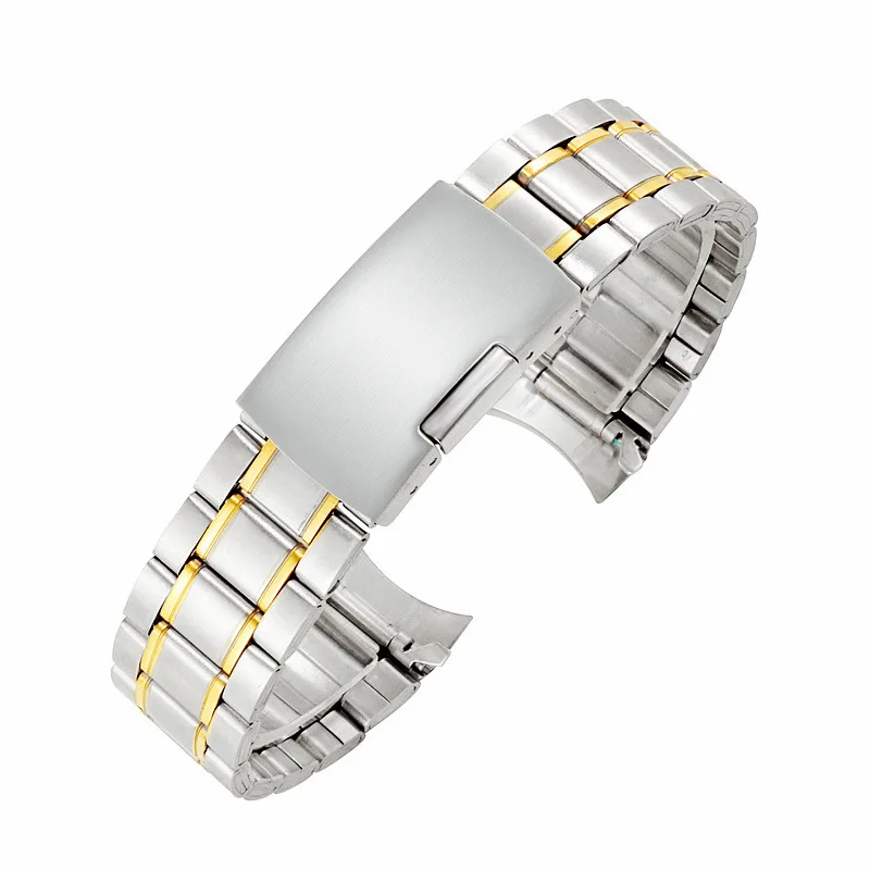 Sleek Stainless Steel Watch Band with No-Gap Curved Design