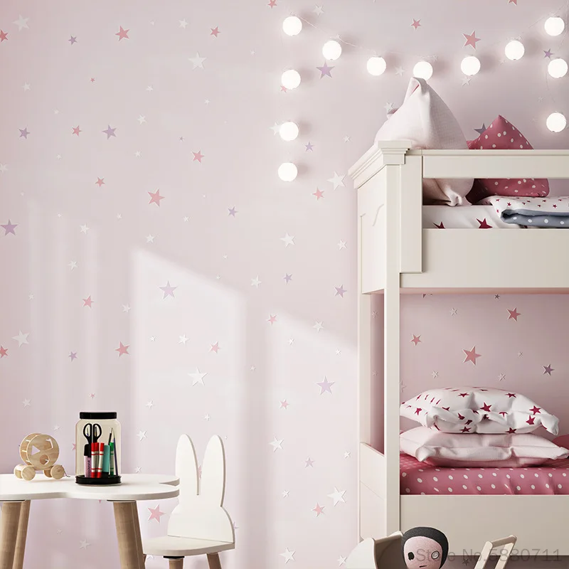 Hot pink girl star girl self adhesive wallpaper boy girl room self adhesive wallpaper self adhesive wallpaper for bedroom walls 5m cartoon wallpaper boys dormitory room decoration wallpaper transformation wallpaper waterproof moisture proof self adhesive