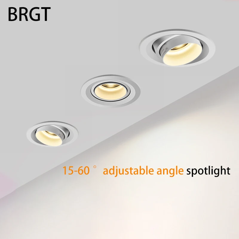 BRGT Led Spotlights 5W7W12W15W Recessed Ceiling Lamp Aluminum Adjustable Focus Focos 85-220V For Kitchen Home Indoor Lighting