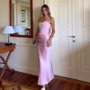 Mingmingxi 2025 Women's Evening Dress Strapless Pink Prom Party Dresses Sexy Satin Long Corset Dress Elegant Maxi Gala Dresses 1