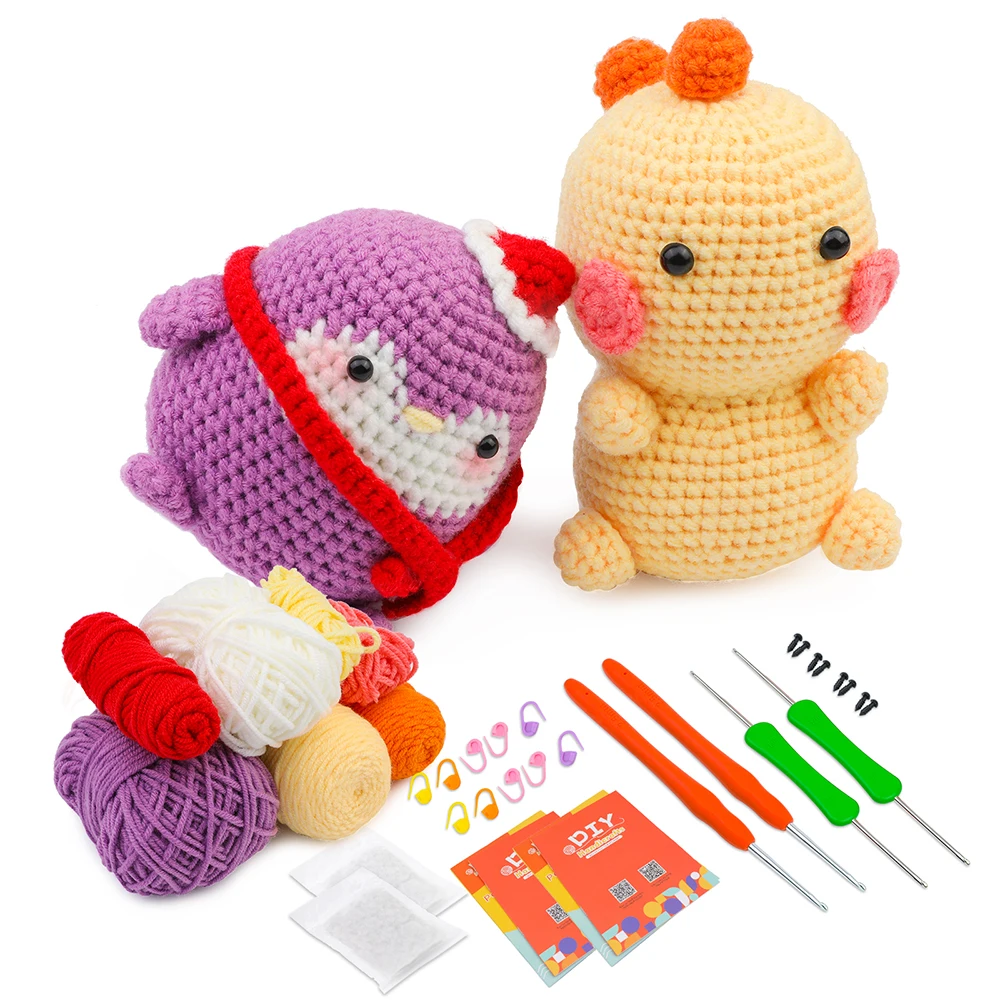 Complete Crochet Set For Beginners, DIY Dinosaur Penguincrochet Kit With  Knitting Markers Easy Yarn Ball, Instruction - AliExpress