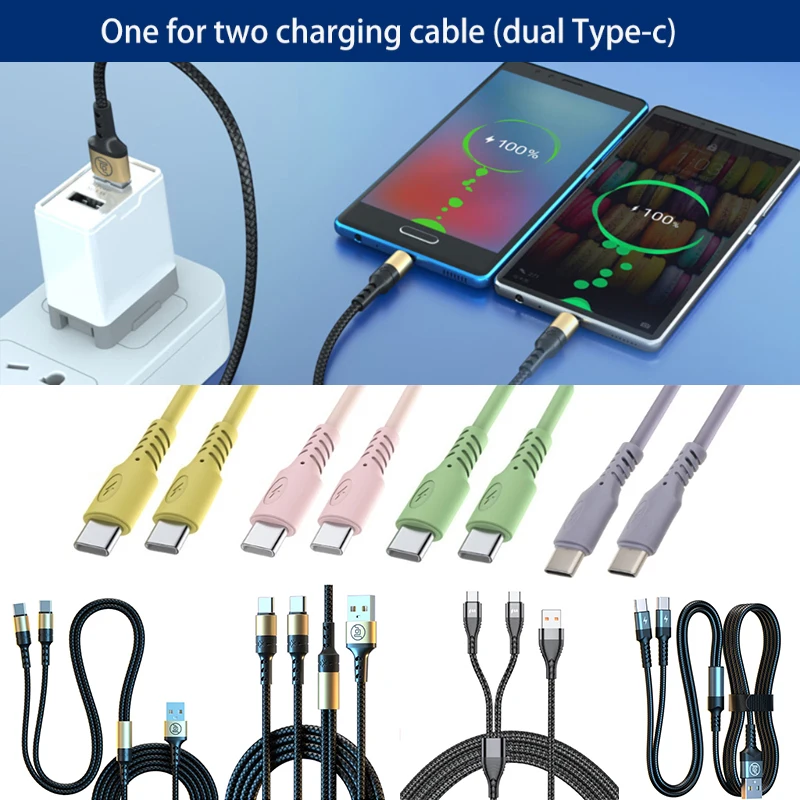 2 in 1 Dual Type C Charging Cable Only Charge Two in one Data Cable 2-in-1-dual-type-c-charging-cable-only-charge-two-in-one-data-cable