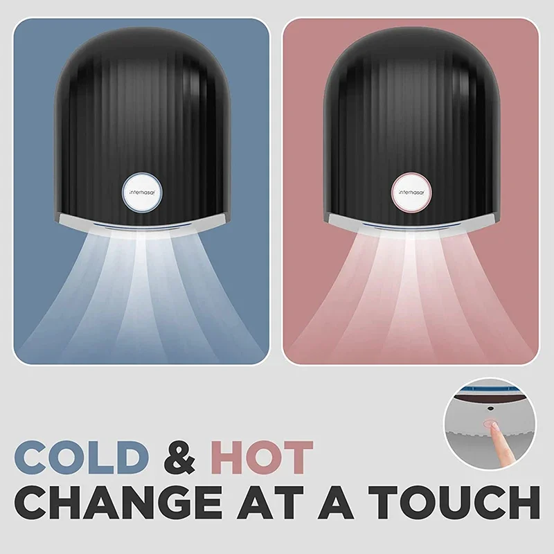 interhasa! New Automatic Hand Dryer Hot Cold High Speed Wind Wall Induction Hand Dryers 1200W for Commercial Bathroom Toilet