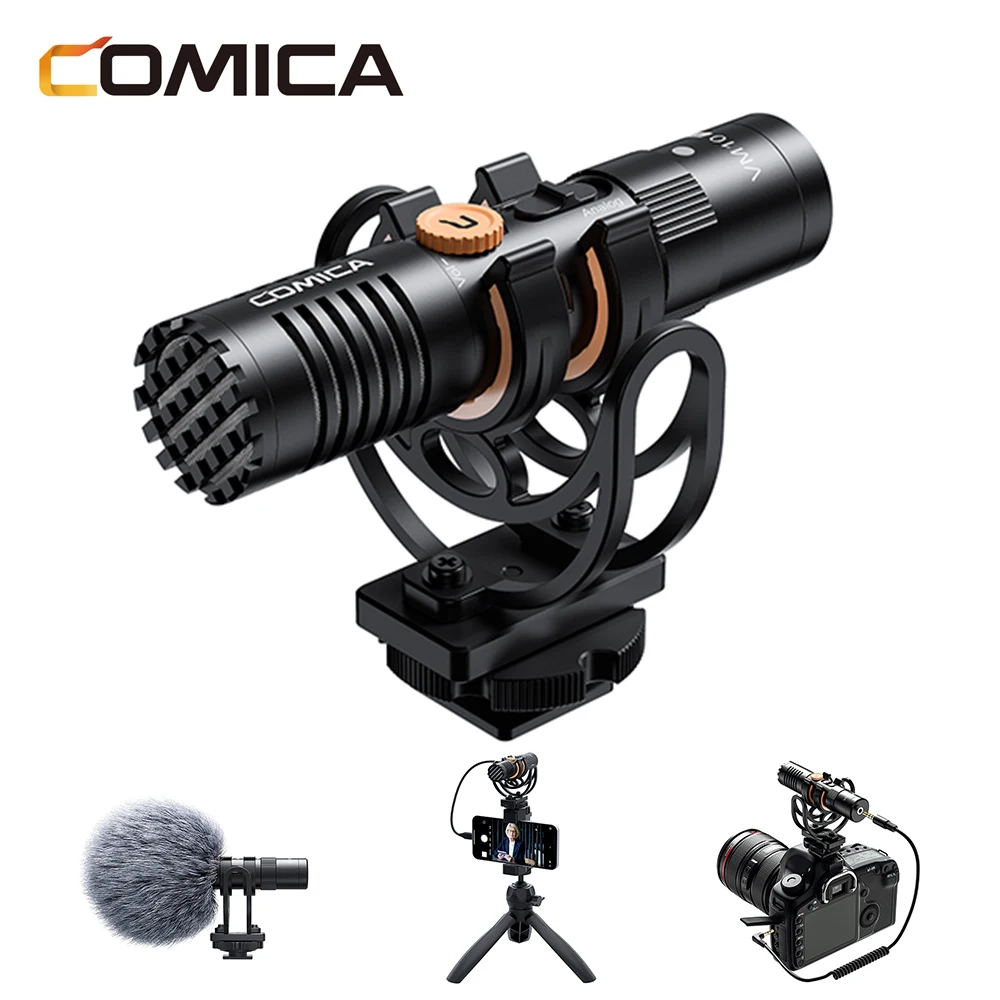 

Comica VM10 Pro Condenser Microphone With Shock Mount/Gain Control And Deadcat Mini Shotgun Mic for Mobile Phone Camera PC