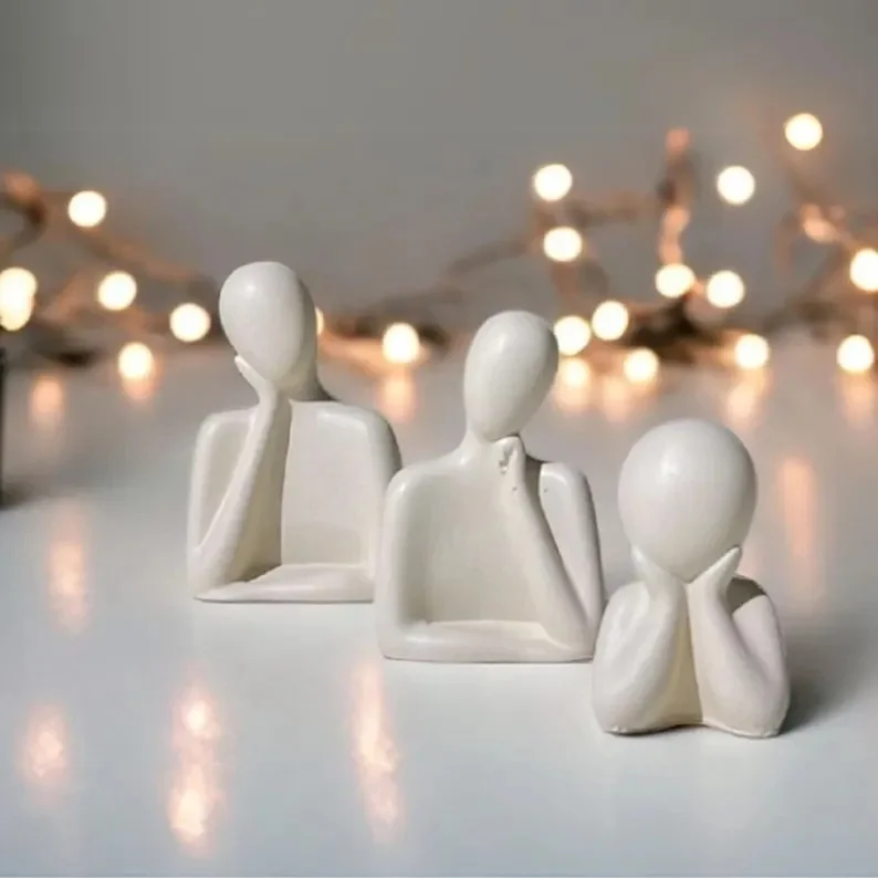 3 stücke Hause Abstrakte Menschliche Statue Aromatherapie Kerze Silikon Form Hause Handwerk Dekoration Ornament Gips Harz Form – Detail 4