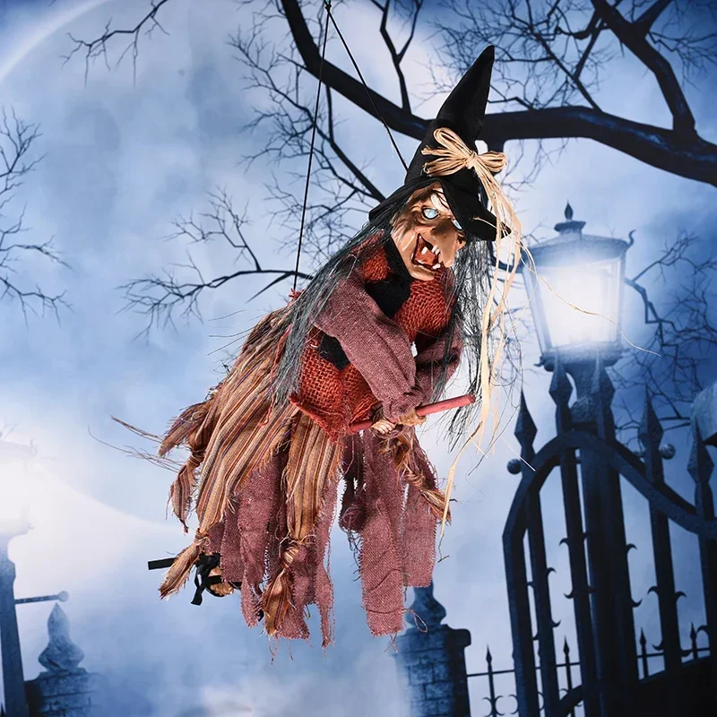 Halloween Hanging Witch Pendant Decor Electric Glowing Toy Tricky Props Home Festival Party Decoration electric interactive toy