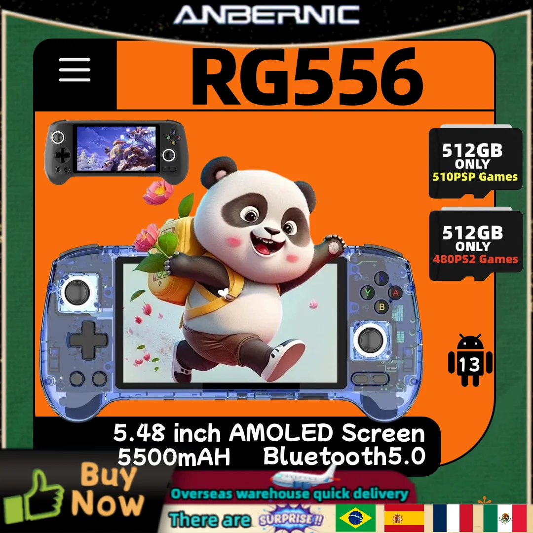 Consola Retro Portátil Anbernic RG556 | Pantalla AMOLED 5.48″ 1080p | Android 13 | 8+128GB | WiFi Y Bluetooth | Batería 5500 MAh