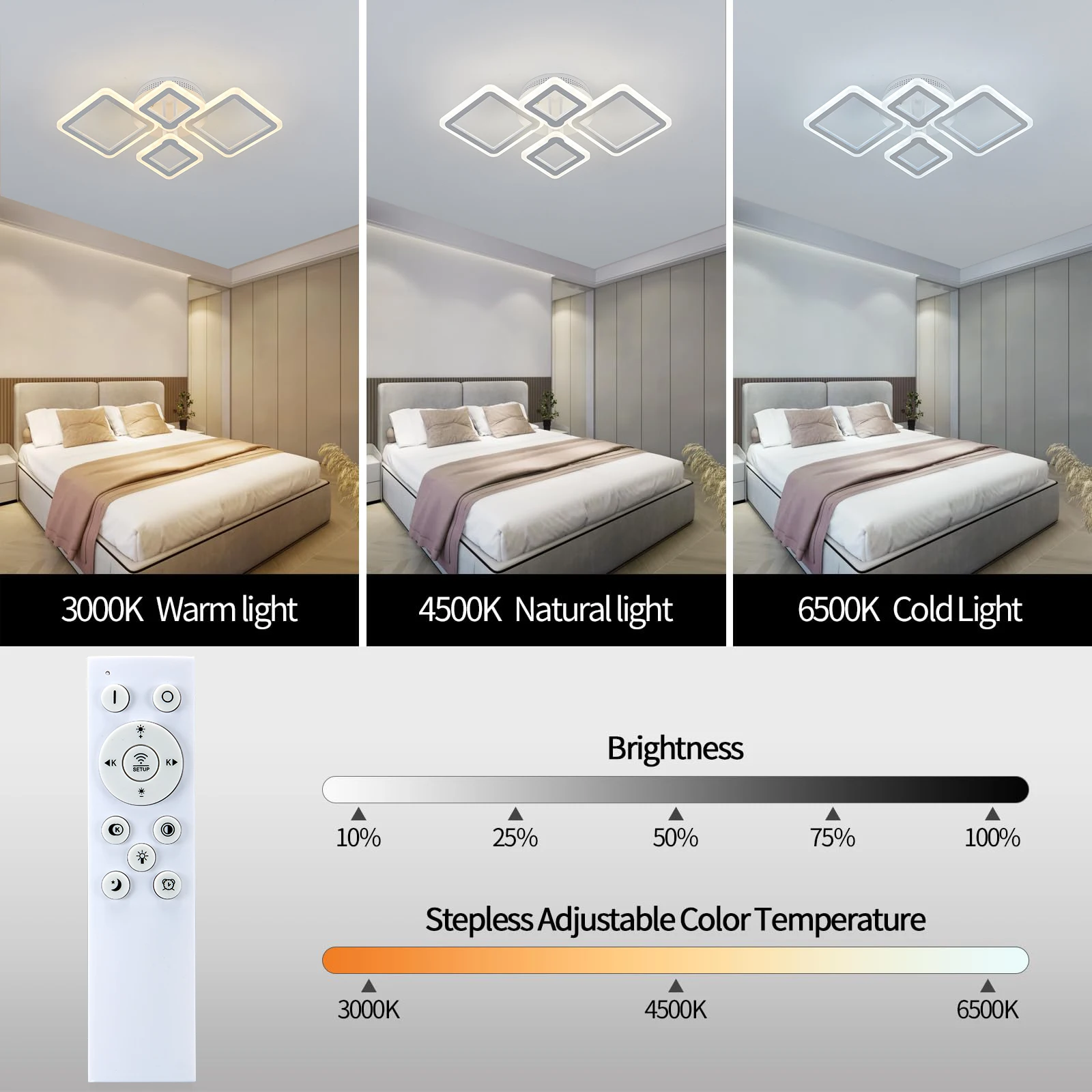 Description Picture 4 of itemModern Acrylic Ceiling Lamp LED Lamp for Bedroom Ceiling Lights with Remote Control Dimmable LED Lights for Room Living Room
