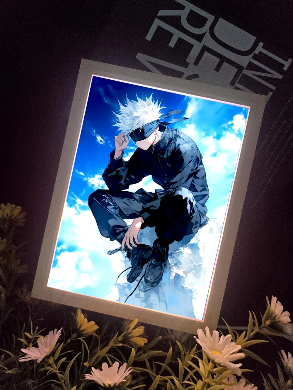 애니메이션 라이트 페인팅 액자 Jujutsu Kaisen Led 야간 조명 문 램프 Satoru Gojo 그림 침실 홈 장식 친구 선물