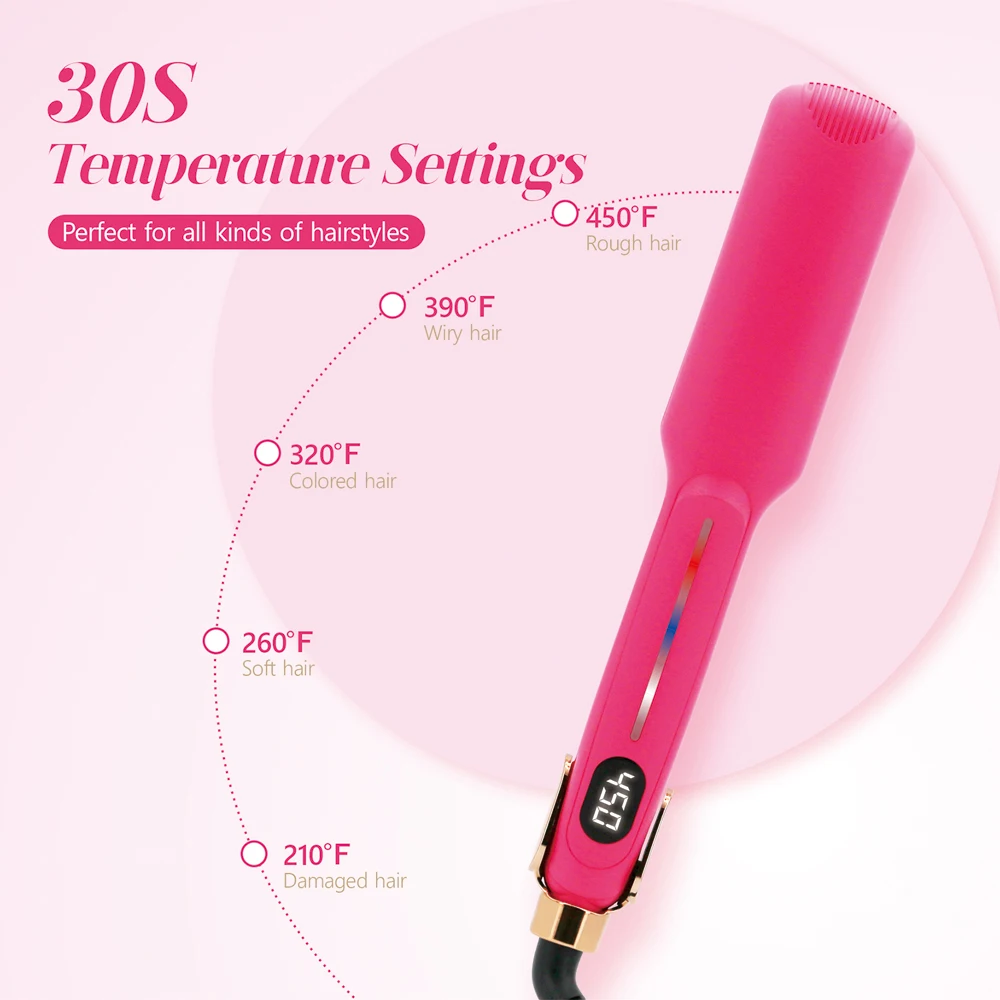 Hair Straightener Hair Styler Infrared Titanium Plate 450&deg;F Fast Heating LED Display Temperature Dual Voltage