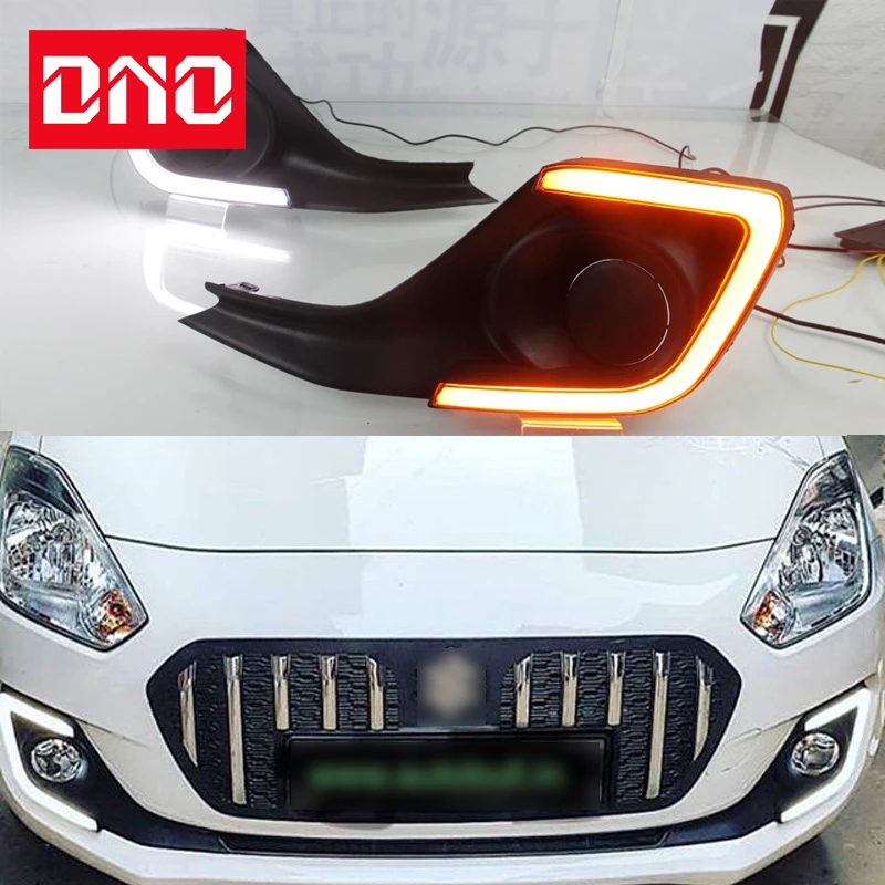 

Автомобильные дневные ходовые огни, дневные ходовые огни для Suzuki Swift 2017 2018 2019, дневные огни, желтый сигнал поворота, Авто дневные ходовые огни