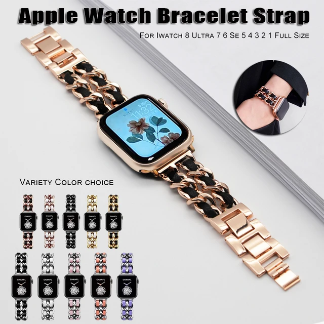 Luxury Metal Leather Strap for Apple Watch Band 40mm 41mm 38mm 49mm 42mm  44mm 45mm Women Bracelet for IWatch Ultra 8 7 SE 6 5 4 - AliExpress