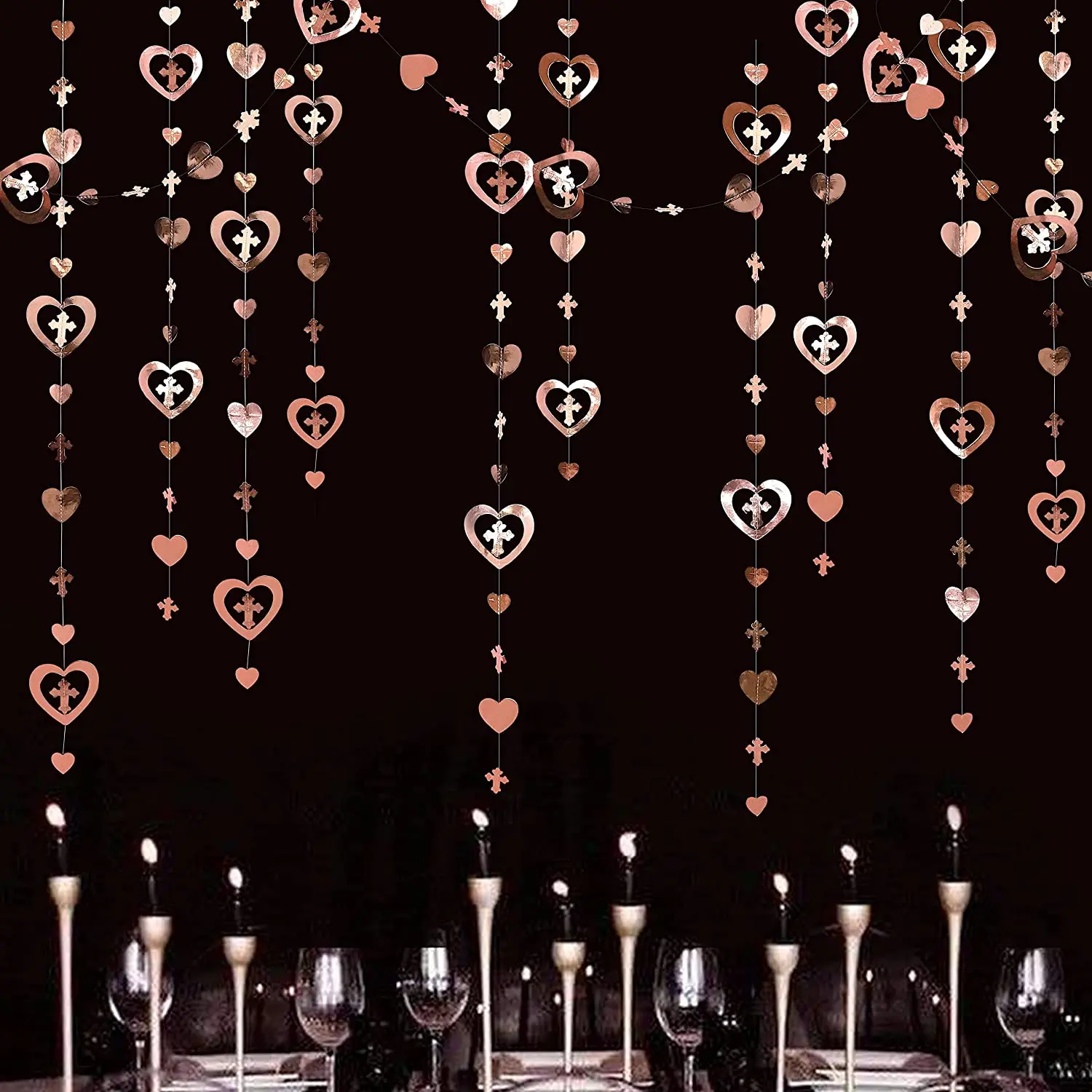 Party Decorations Birthday Streamers Iridescent Cross Heart Garlands