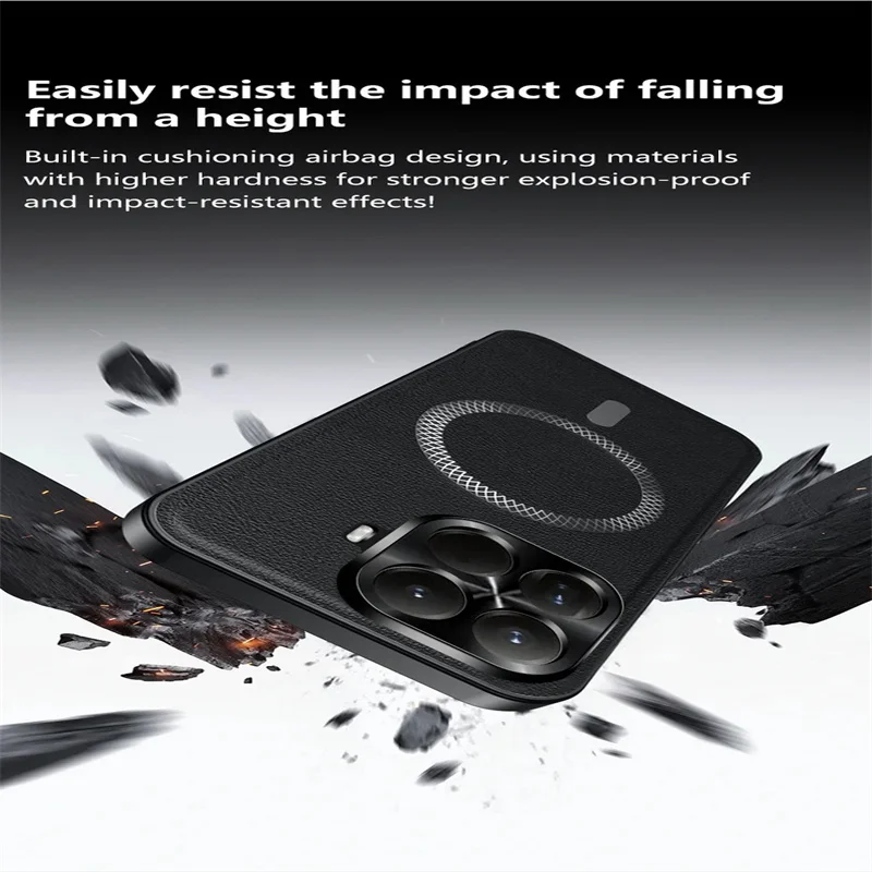 Vintage Leather Wireless Charging Magnetic Ring Case Cover