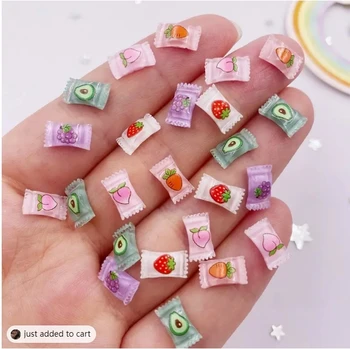 10pcs 3D Mixed Candy Resin Nail Art Charms Cartoon Fruit Ice Cream Donuts Nail Decorations Rhinestones DIY Jewelry Accessories 1