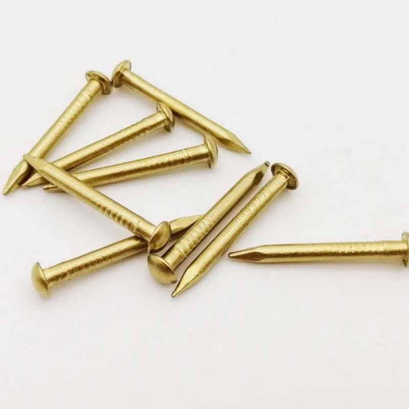 10-100pcs Dia 1.2mm 1.5mm 2mm 3mm Pure Copper Brass Small Mini Round Head Nail for Furniture Hinge Drum Jewelry Chest Box