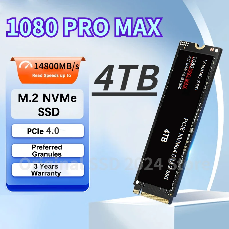 

M2 NVMe 1080PRO MAX SSD 1TB Solid State Drive 512GB 256GB Hard Disk M 2 2280 PCIe 4.0x4 internal For PS5 PC Notebook Desktop