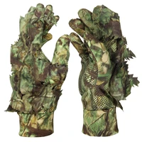 GUGULUZA, 1 пара хитрых камуфляжных перчаток с 3D листьями, удобные нескользящие прочные перчатки с полным пальцем для охоты на открытом воздухе, рыбалки, стрельбы CS — изображение 2