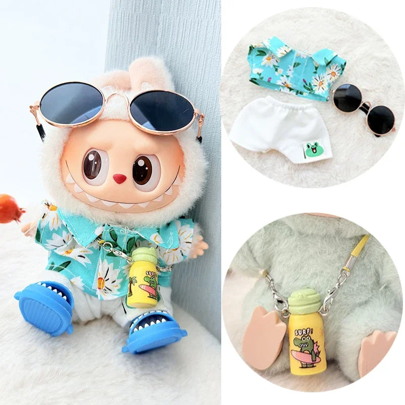 Beach Series Summer Swimsuit for 17cm Labubu Doll  With Sunglasses Labubu Clothes Ropa Labubu Beachwear Fashion Clothes - AliExpress 