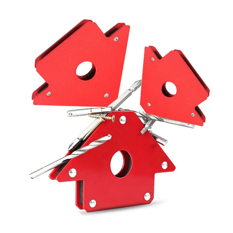 6Pcs Red Protractor Strong Magnetic Welding Positioner Magnetic Multi-Angle Welding Fixture Right-Angle Magnet Tool