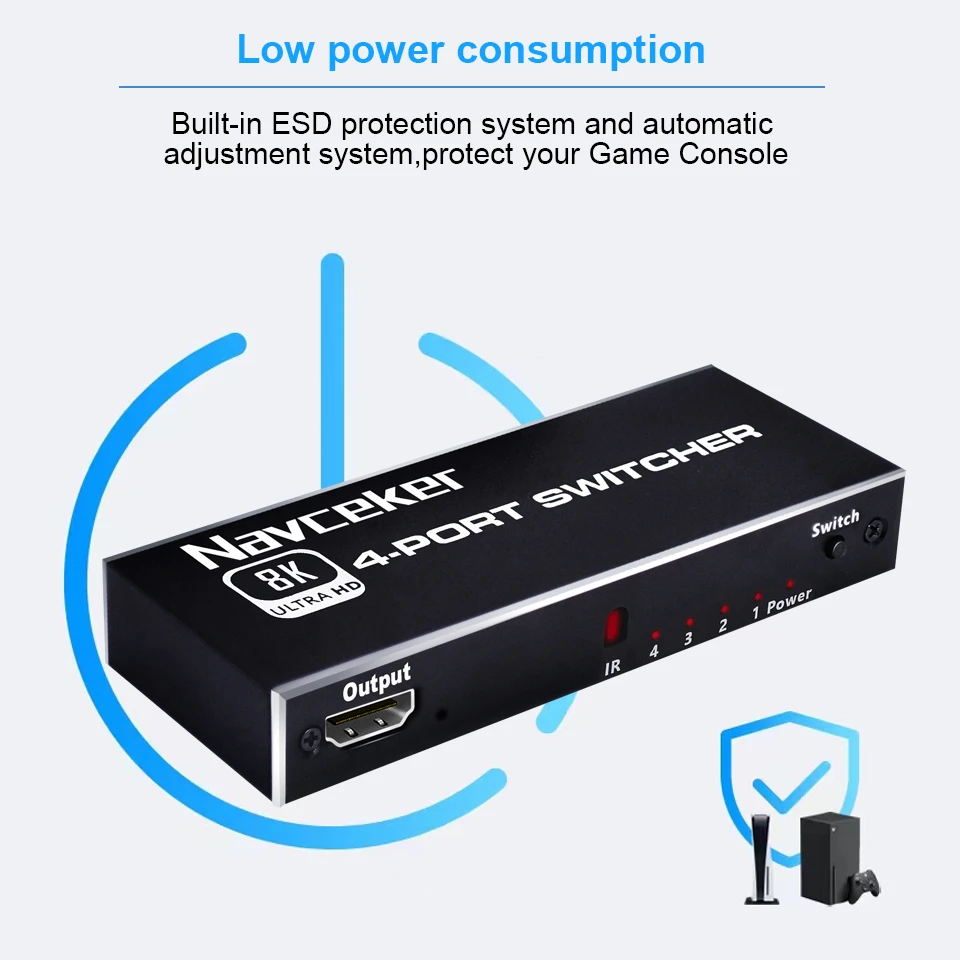8K HDMI 2.1 Switcher Selector 4K 120Hz HD Switch HDMI Splitter 4 In 1 Out 3 In 1