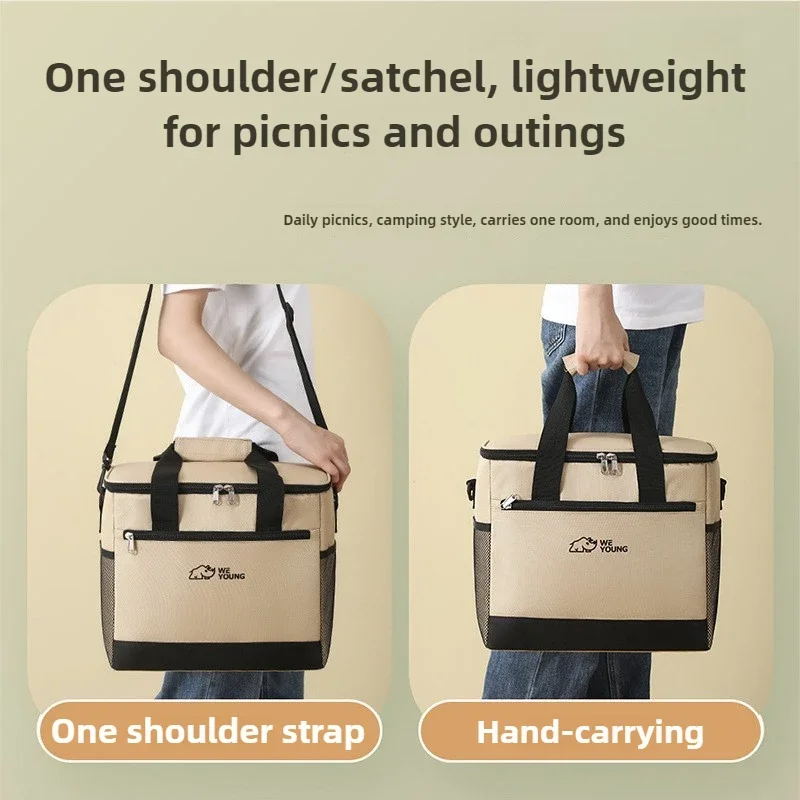 Picnic Cooler Bag Leakproof Camping Cooler with Removable Shoulder Strap Keep Cold/Fresh/Warm 18L 30L