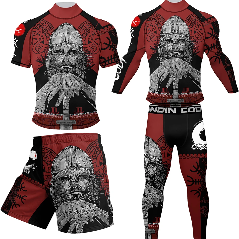 Sports Apparel MMA Rashguard Jiu Jitsu T-shirt+Pant for Men Boxing Jerseys BJJ KickBoxing Sets Muay Thai Shorts Gym