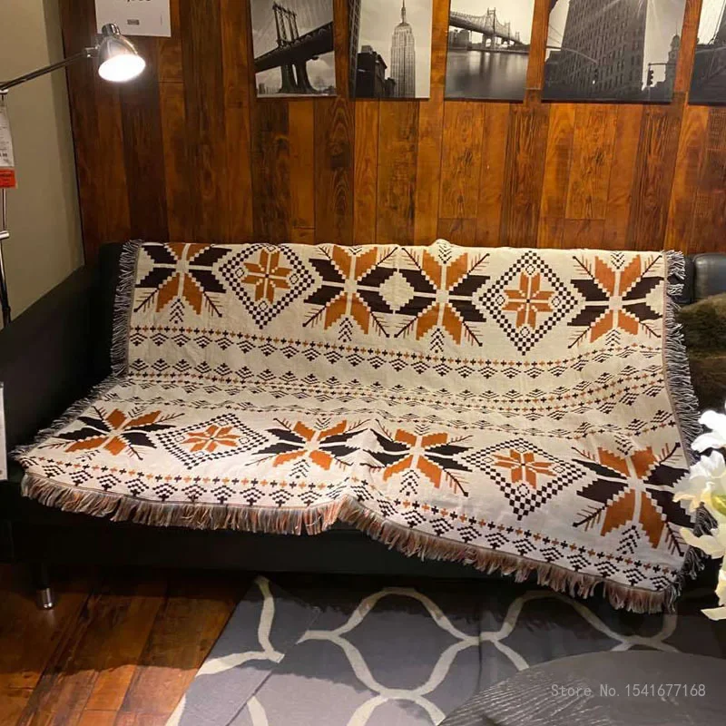 Creative Bohemia Decorative Sofa Blanket, Family Style, Car Blanket, Indian Outdoor Rug, Picnic Mat, Travel, Pastoral, 1Pc