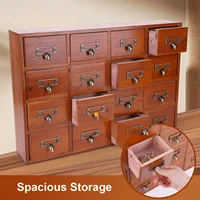 Card Catalog Cabinet with 16 Drawers Traditional Apothecary Cabinet Multifunction Rustic Wood Desk Drawer for Countertop 2