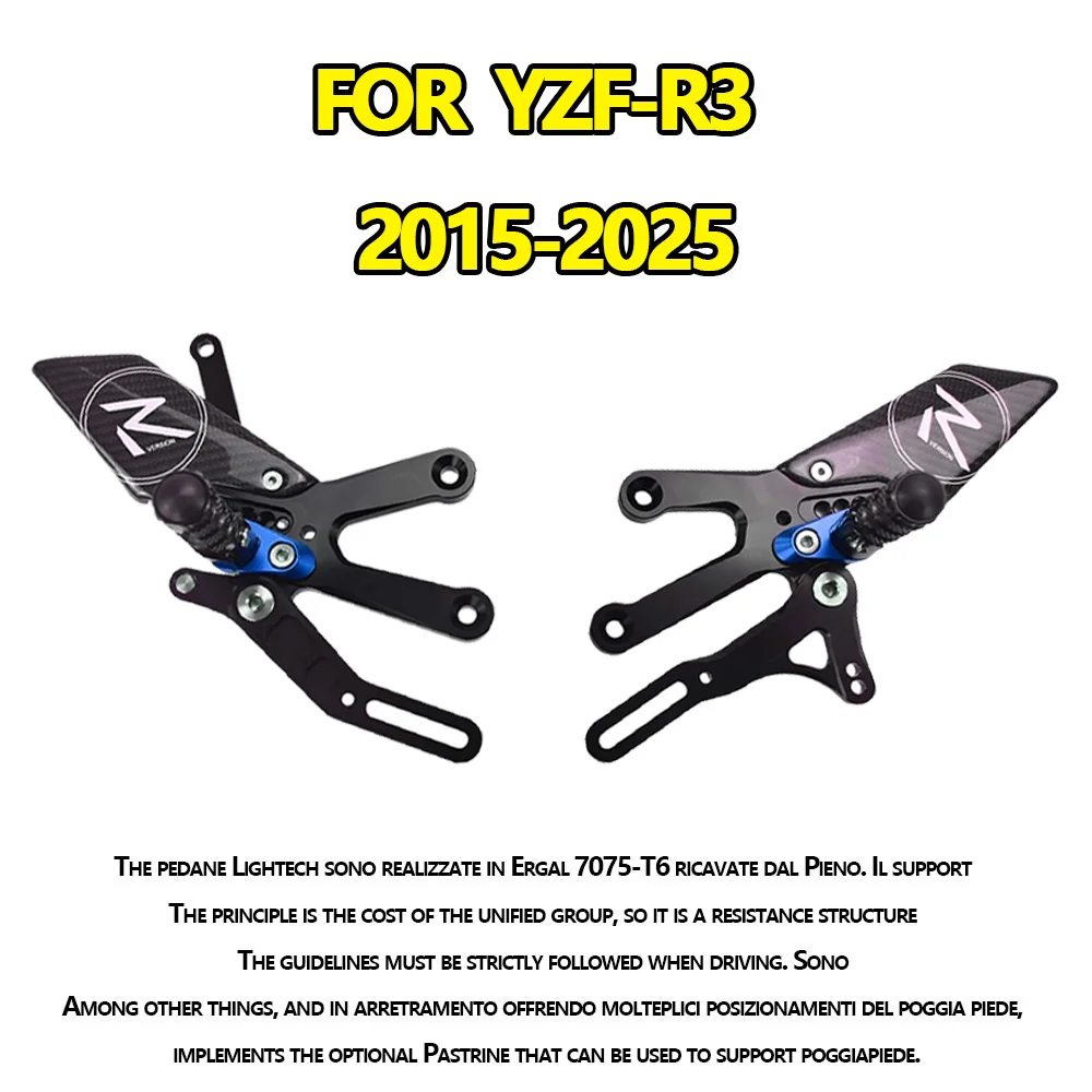 Motorcycle Accessories Motorcycle Footrests Motorcycle Foot Pedals Rear Sets Heighten Pedal Adjustable Rearsets FootPegs Shift Lever Brake Kit MTKRACING For YAMAHA YZF-R3 2015-2025